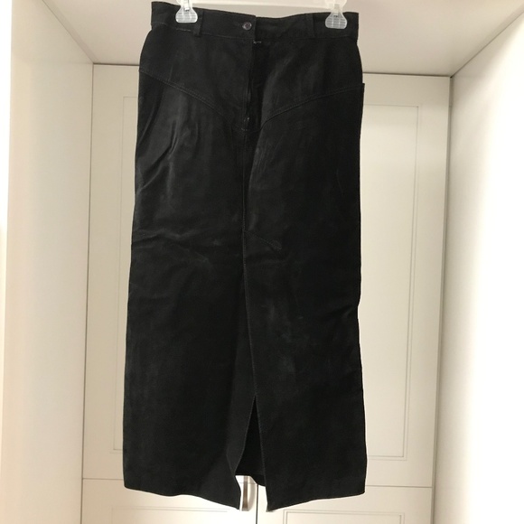 Genuine Vintage Parallel Couture Black Suede Women’s Pencil Skirt Size 7/8 W29” - Picture 2 of 11